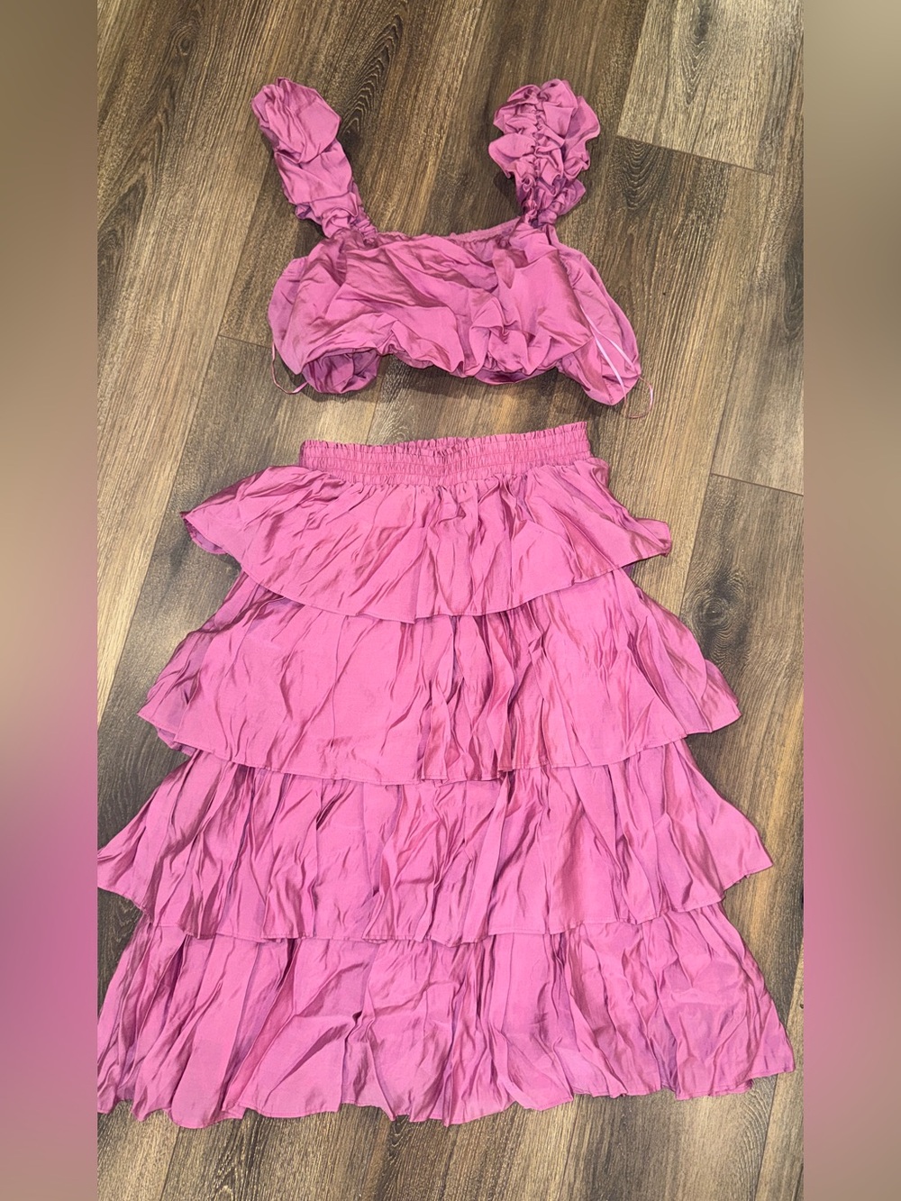 Endless Rose Pink Tiered Ruffle Skirt Set